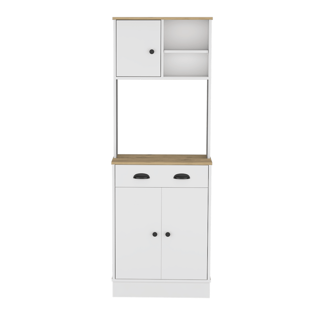 Alacena Almena, Blanco Duqueza y Macadamia, con puertas y gran capacidad de almacenaje ZF - VIRTUAL MUEBLES