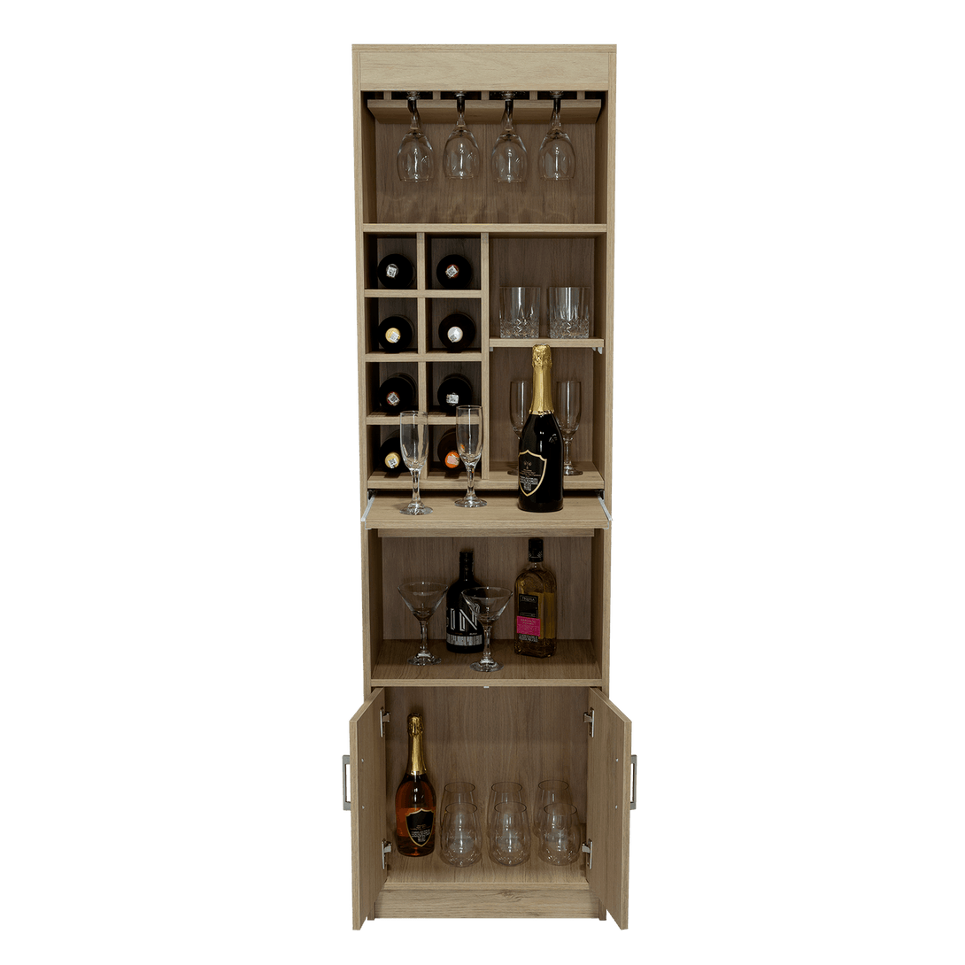 Bar Celeste, Beige, Dos Puertas, Espacio Para Copas y Vino - VIRTUAL MUEBLES