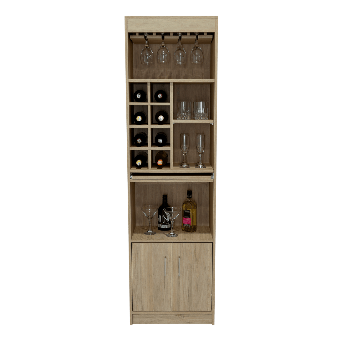 Bar Celeste, Beige, Dos Puertas, Espacio Para Copas y Vino - VIRTUAL MUEBLES