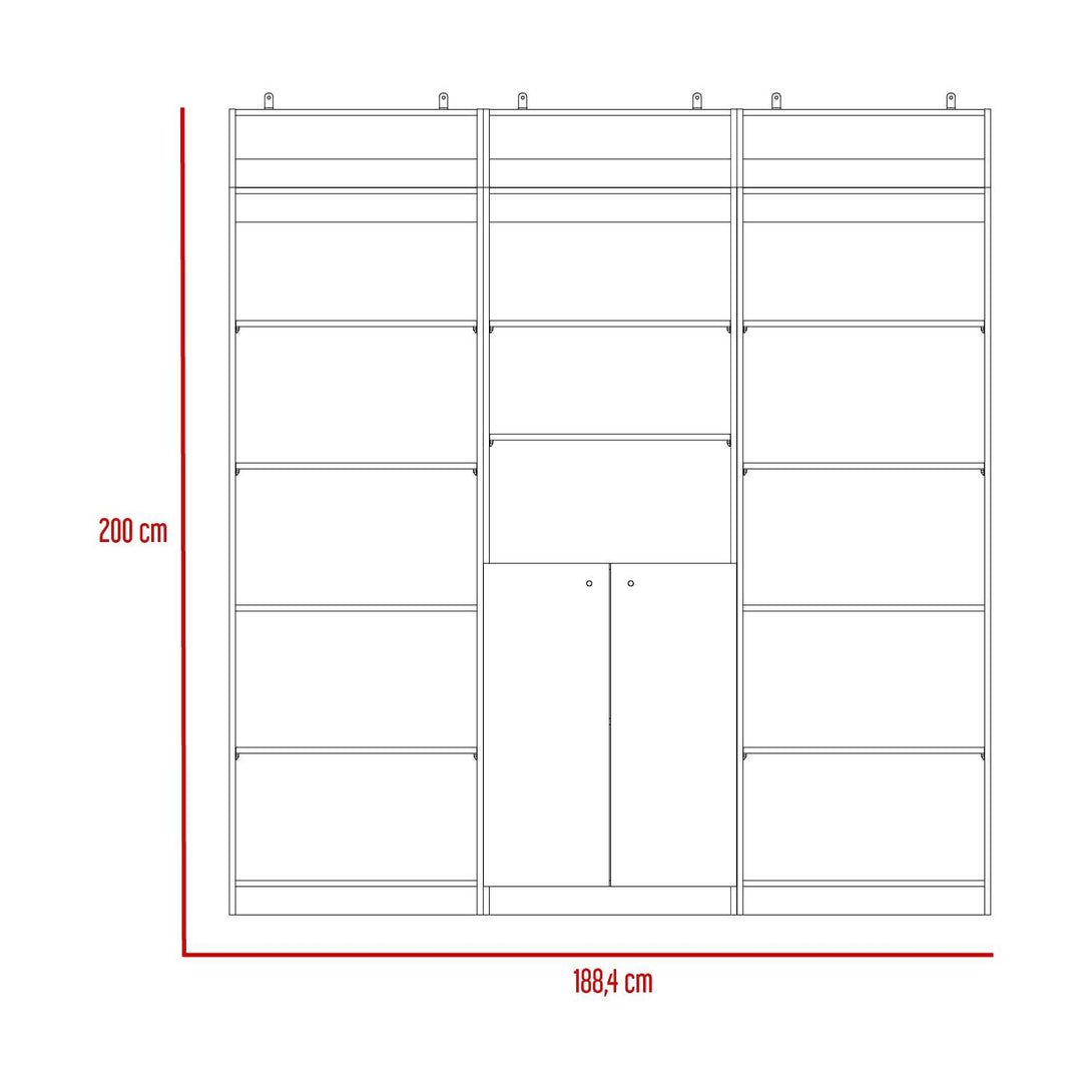Combo de Bibliotecas Home,Wengue, Incluye Tres Bibliotecas y Tres Complementos - VIRTUAL MUEBLES