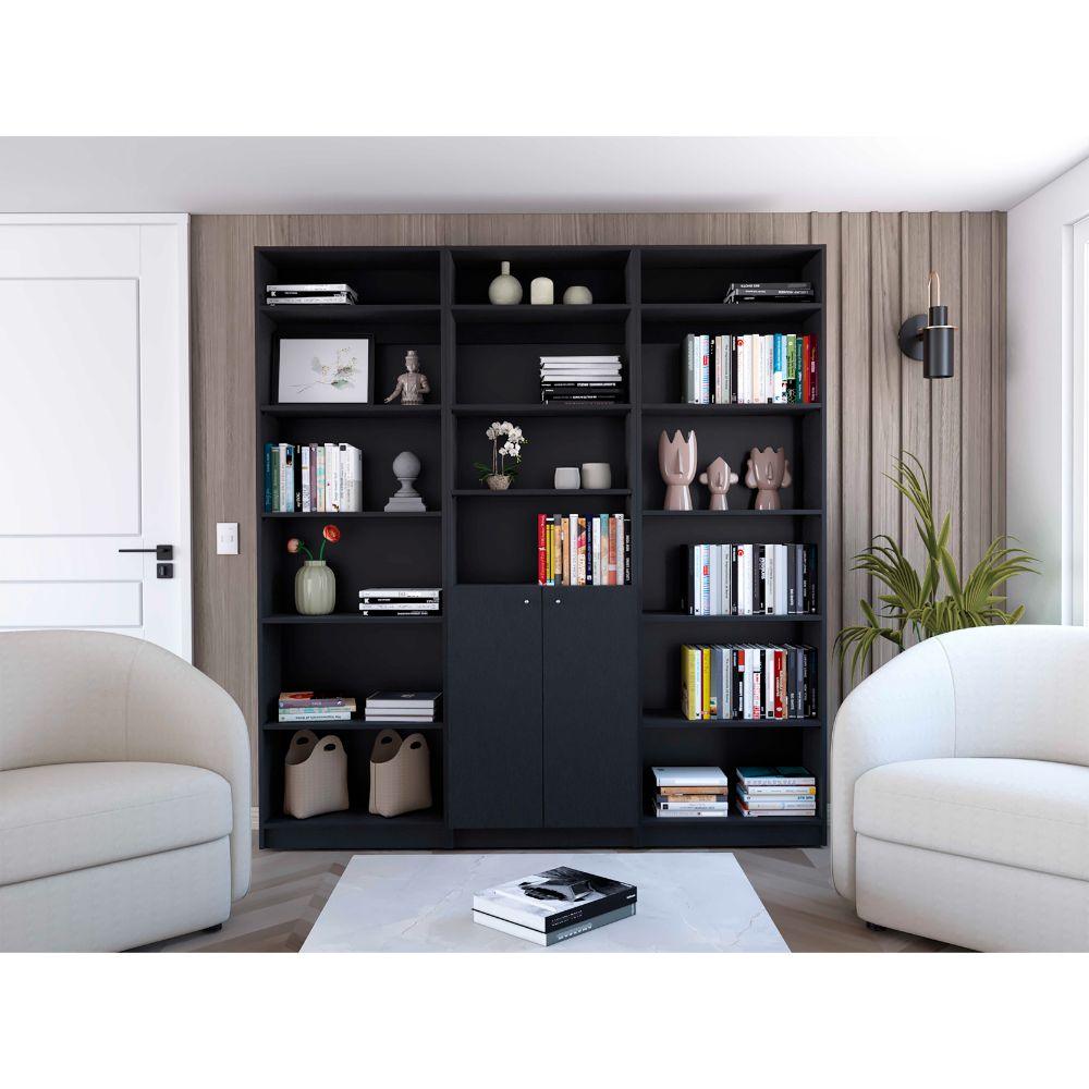 Combo de Bibliotecas Home,Wengue, Incluye Tres Bibliotecas y Tres Complementos - VIRTUAL MUEBLES