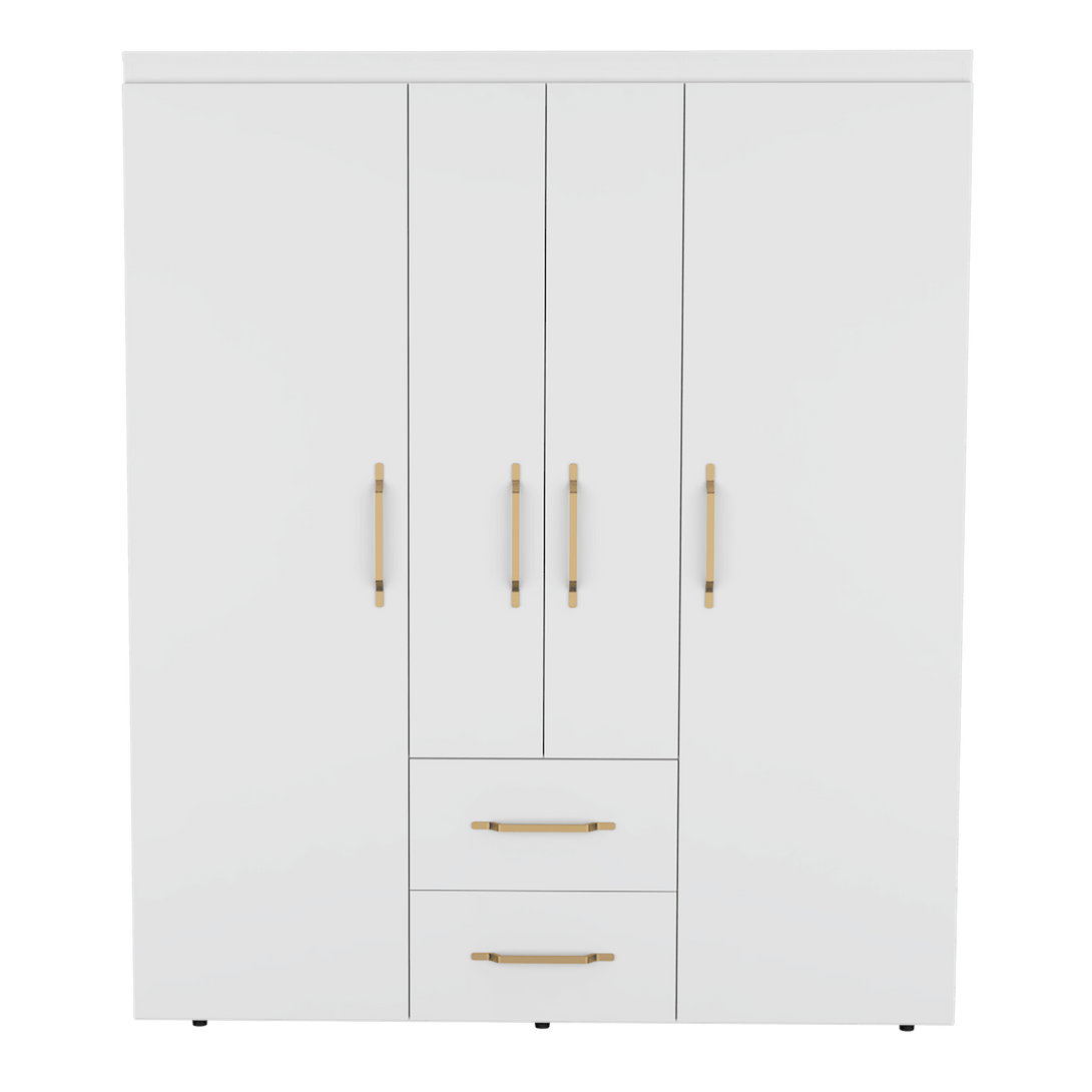 Closet Eco Golden, Blanco y Dorado, Variedad de Entrepaños y Cuatro Puertas Abatibles - VIRTUAL MUEBLES