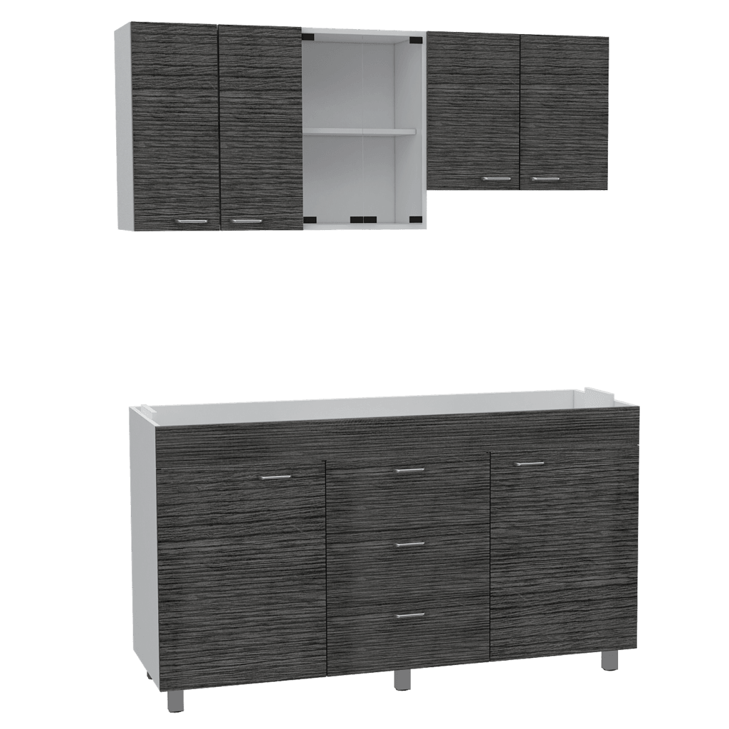 Cocina Integral Laurel color Gris y Blanco.