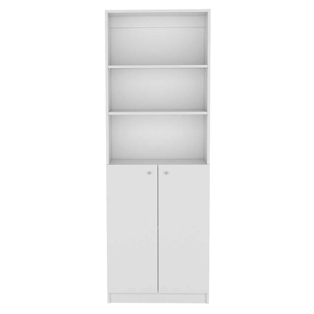 Biblioteca Home, Blanco, con Cinco Entrepaños y Dos Puertas Abatibles - VIRTUAL MUEBLES