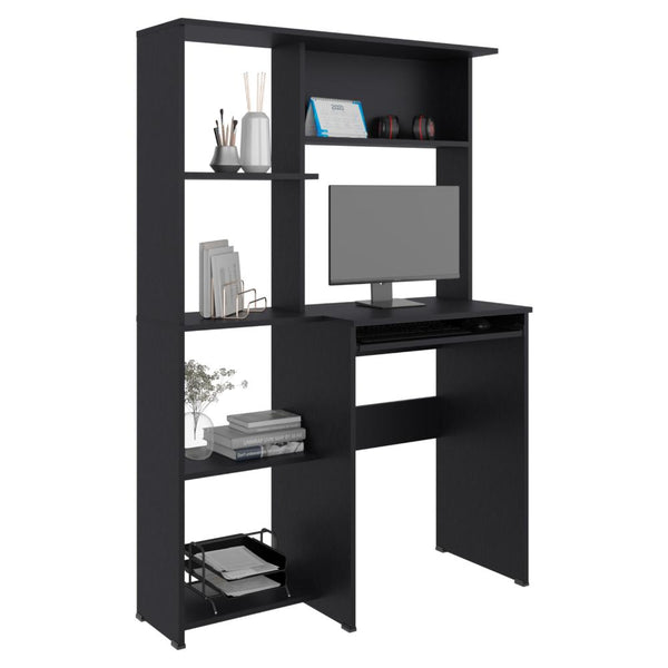 Escritorio Biblioteca Alden, Wengue, con entrepaños para colocar libros u objetos