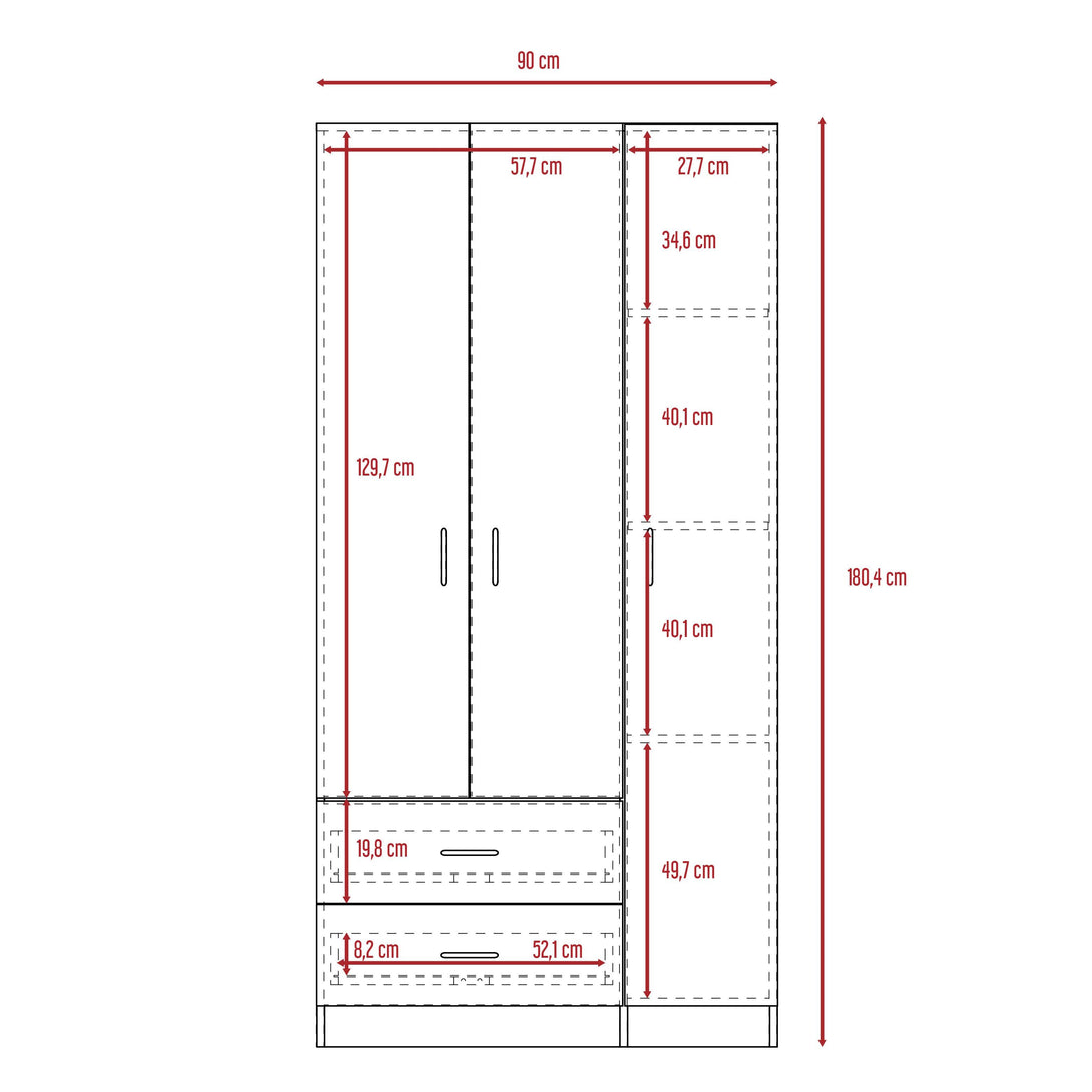 Closet América, Wengue, con Dos Cajones y Variedad de Entrepaños - VIRTUAL MUEBLES