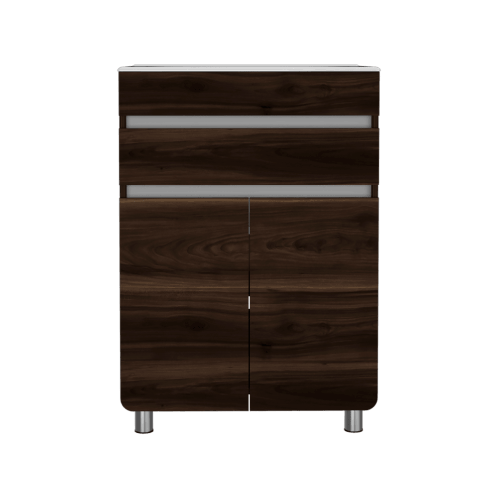 Mueble Lavamanos Aluvy color Caoba y Gris para Baño.