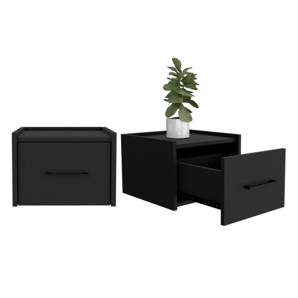 Mesa de Noche Flotante Boa, Wengue, Con Espacio Para Colocar Objetos Decorativos ZF X2