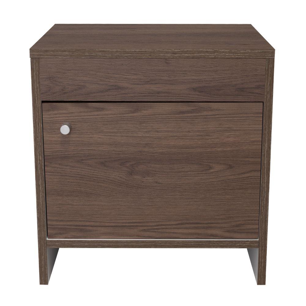 Mesa de Noche Tutto, Chocolate y Blanco, con Un Cajón Amplio Ideal Para Espacios Pequeños - VIRTUAL MUEBLES