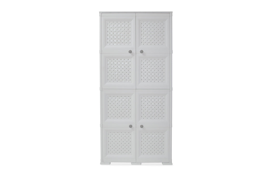 Mueble Organizador Elegance Rattan Da Vinci color Blanco Perla para Habitación.