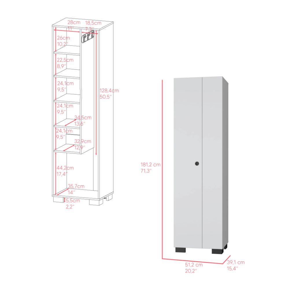 Mueble de Aseo Blake, Blanco, con Gran Espacio Para Almacenar articulos de Aseo y Colgadero de Escobas ZF - VIRTUAL MUEBLES