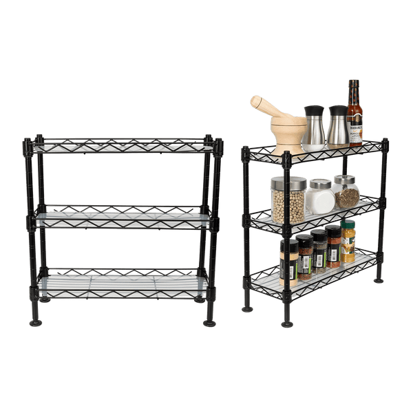 Organizador para Especias Shelves, Negro, de Tres niveles X2