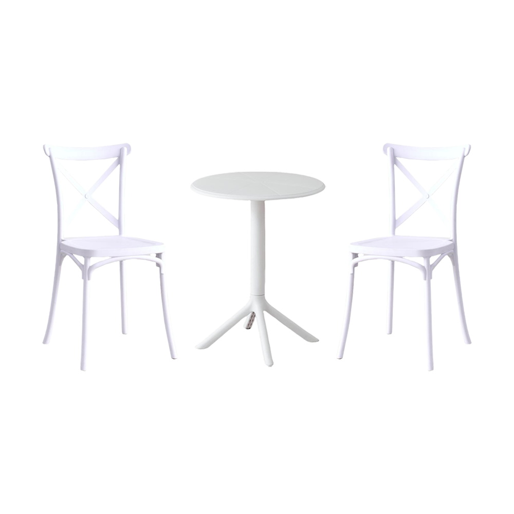 Combo Alan, Incluye Mesa Redonda y 2 Sillas en Color Blanco – Maximuebles