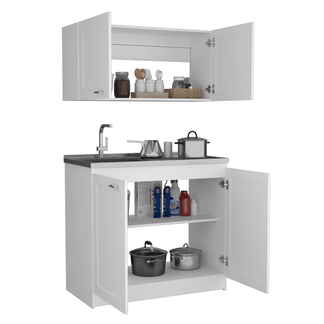 Cocina Integral Toronto, Blanco, Incluye Mesón Izquierdo - VIRTUAL MUEBLES