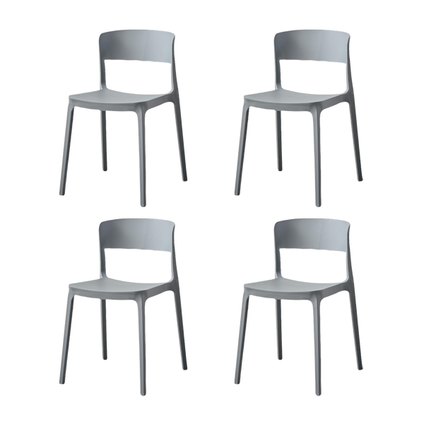 Silla Monaco, Color Gris Oscuro, Con espaldar y diseño Moderno X4