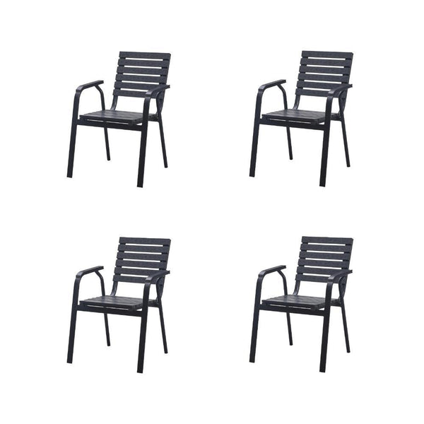 Sillas Comedor Exterior Rapel Negro, con Cómodo Espaldar x4