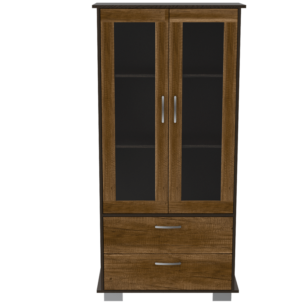 Vitrina Clasic color Wengue y Cobre para Ambientes.