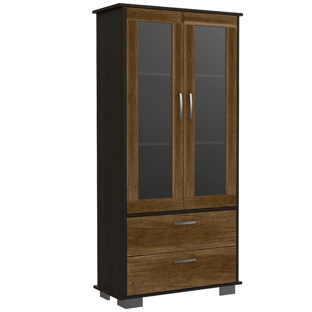Vitrina Clasic color Wengue y Cobre para Ambientes.